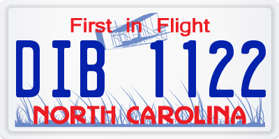 NC license plate DIB1122