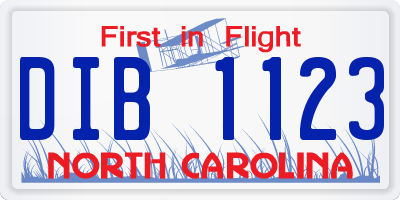 NC license plate DIB1123