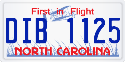 NC license plate DIB1125
