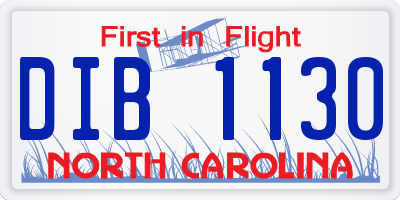 NC license plate DIB1130