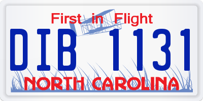 NC license plate DIB1131