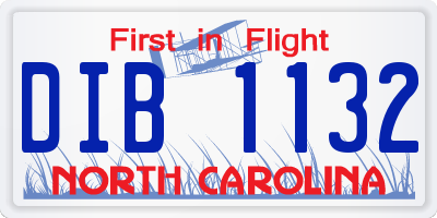 NC license plate DIB1132