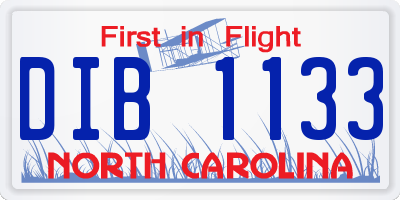NC license plate DIB1133