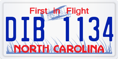 NC license plate DIB1134
