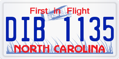 NC license plate DIB1135
