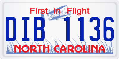 NC license plate DIB1136