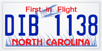 NC license plate DIB1138