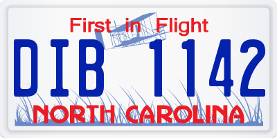 NC license plate DIB1142