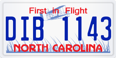NC license plate DIB1143
