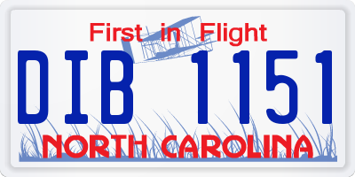 NC license plate DIB1151