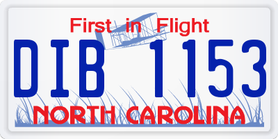 NC license plate DIB1153