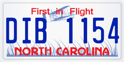 NC license plate DIB1154