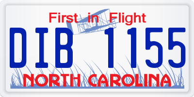 NC license plate DIB1155