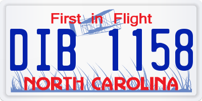 NC license plate DIB1158