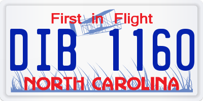 NC license plate DIB1160