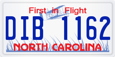 NC license plate DIB1162