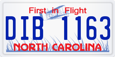 NC license plate DIB1163