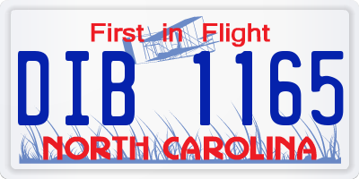 NC license plate DIB1165