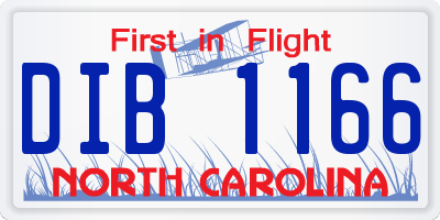 NC license plate DIB1166