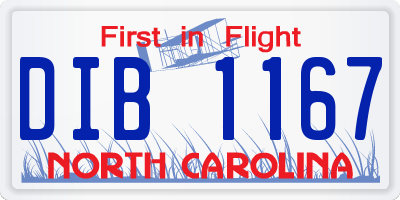 NC license plate DIB1167