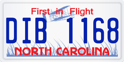NC license plate DIB1168