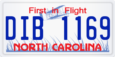 NC license plate DIB1169