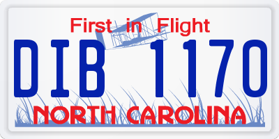 NC license plate DIB1170