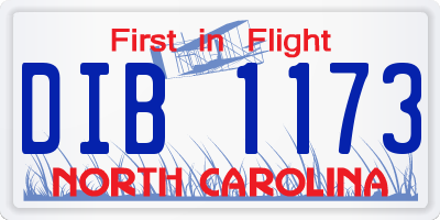 NC license plate DIB1173