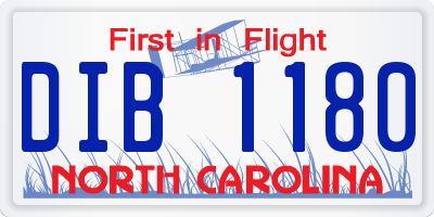 NC license plate DIB1180
