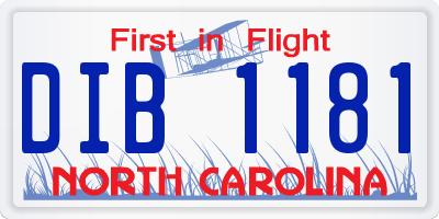 NC license plate DIB1181