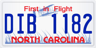 NC license plate DIB1182
