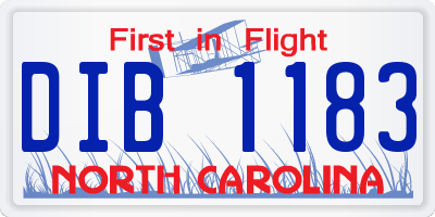 NC license plate DIB1183