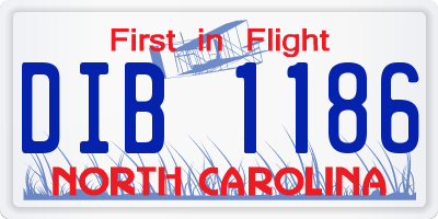 NC license plate DIB1186