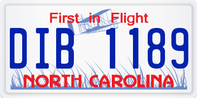NC license plate DIB1189