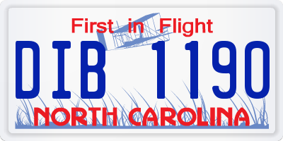 NC license plate DIB1190