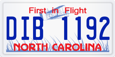 NC license plate DIB1192