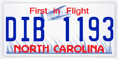 NC license plate DIB1193