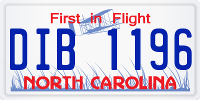 NC license plate DIB1196