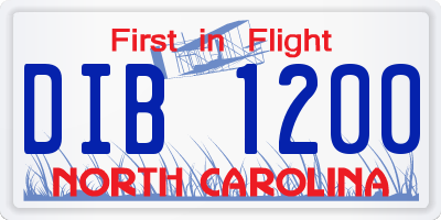 NC license plate DIB1200