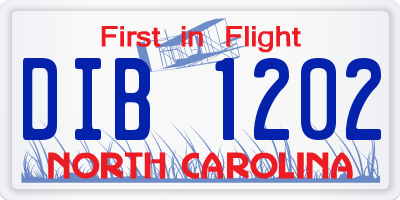 NC license plate DIB1202