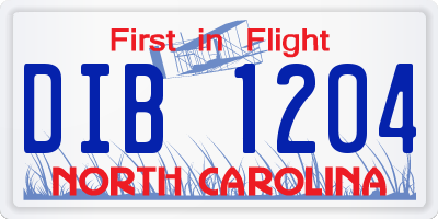 NC license plate DIB1204