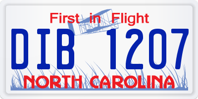NC license plate DIB1207
