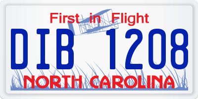 NC license plate DIB1208
