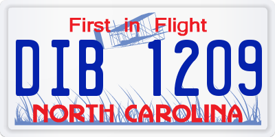 NC license plate DIB1209