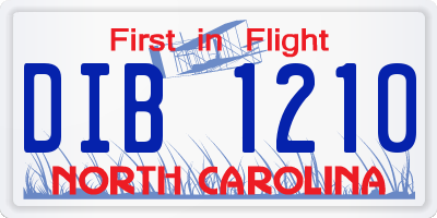 NC license plate DIB1210