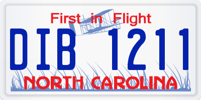 NC license plate DIB1211