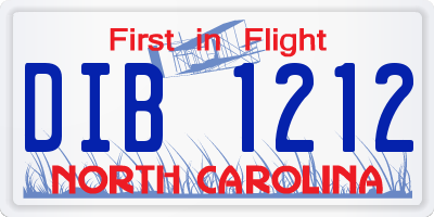 NC license plate DIB1212