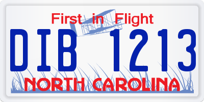 NC license plate DIB1213