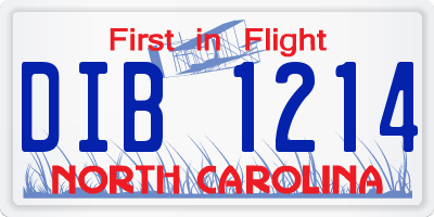 NC license plate DIB1214