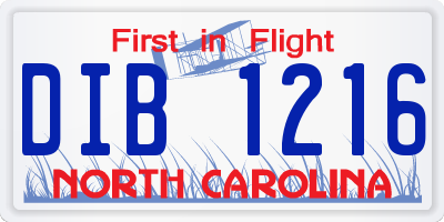 NC license plate DIB1216